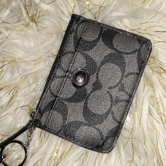 Coach black and grey authentic leather coin purse/wristlet - Picture 4 of 9